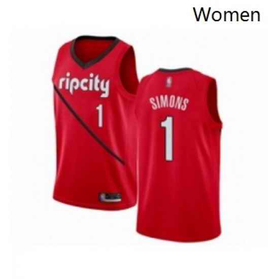Womens Portland Trail Blazers 1 Anfernee Simons Red Swingman Jersey Earned Edition